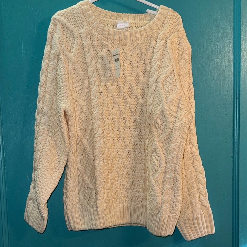 Hanna Andersson Cream Cable Knit Sweater